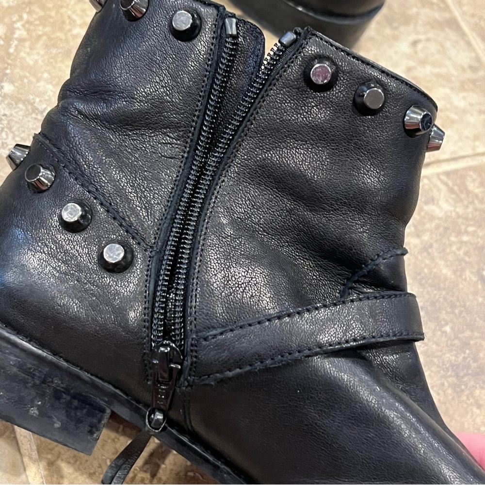 Stuart Weitzman Nappa Leather Silver Studded Moto Boots - Picture 7 of 9
